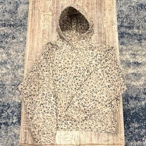 Hollister Leopard Print Hooded Pullover in Cream and Taupe